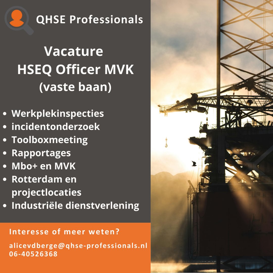 Leuk gesprek met opdrachtgever in de Infra EN mooie vacature voor
🔔𝗩𝗮𝗰𝗮𝘁𝘂𝗿𝗲 𝗛𝗦𝗘𝗤 𝗢𝗳𝗳𝗶𝗰𝗲𝗿 | 𝗜𝗻𝗳𝗿𝗮 | 𝗠𝗩𝗞 | 𝗡𝗼𝗼𝗿𝗱-𝗛𝗼𝗹𝗹𝗮𝗻𝗱
𝗜𝗻𝘁𝗲𝗿𝗲𝘀𝘀𝗲? Lees hier dan verder: qhse-professionals.nl/vacature-detai…