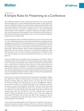 📍خطوات بسيطه لكيفية عمل محاضره جيده أمام المئات من الحضور في الموتمرات بدون قلق وخوف👇🏼

cell.com/matter/pdf/S25…
#أفكار_البحثية #الماجستير
<a href="/res_pian3/">د.مها</a>