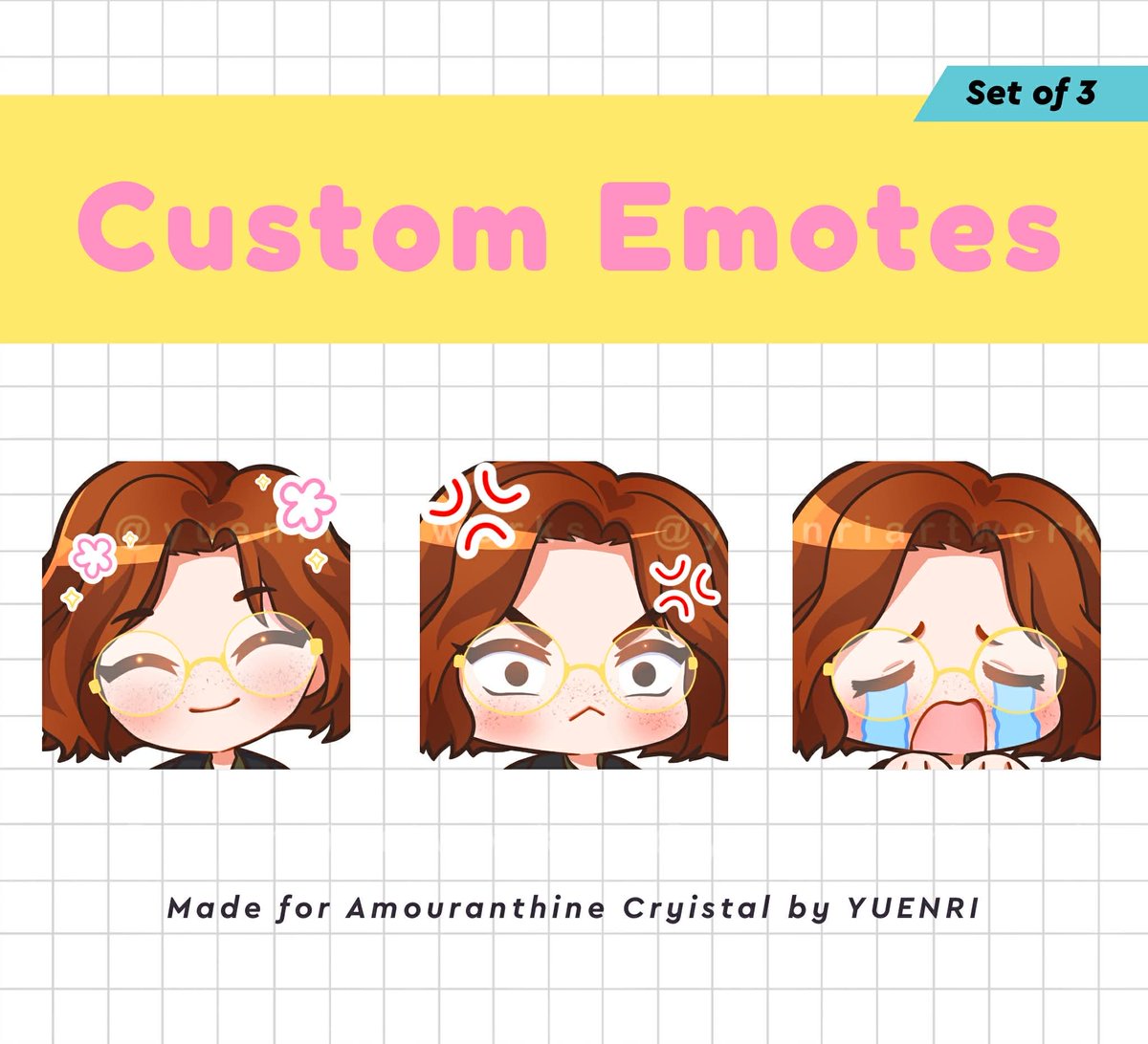 yuenriartworks's tweet image. 🟤 Candy
Set of 3 emotes commission!

#ffxiv #emotes #commission #yuenricomms