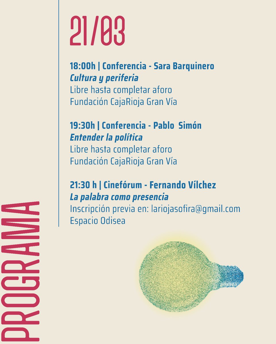 logronojoven's tweet photo. 🧠El Festival de Filosofía de La Rioja 'El día más pensado' @EDMPLO  organizado por Sofira celebra su IV edición los días 20 y 21 de marzo en #Logroño con charlas y actividades para todos los públicos⤵️
➕ℹ️https://t.co/KdH2pMfwF9 
@kanciller @fund_cajarioja @LibreriaCerezo https://t.co/pRW84ZghnF