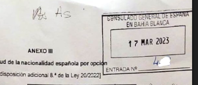 Otro más... Todos presentados MARZO 23, hijos y yo. Yo inscripta desde sept 23. Mis hijos mendigando una respuesta tres años después. ES indignante el destrato y falta de criterio para resolver. ORDEN. 
<a href="/CGEspBsAires/">CGEspBuenosAires</a> 
<a href="/CgEspBahiaBlanc/">CGEspaña BahíaBlanca</a> 
<a href="/jmalbares/">José Manuel Albares</a>
<a href="/MAECgob/">Ministerio de Asuntos Exteriores, UE y Cooperación</a>
<a href="/justiciagob/">Ministerio de la Presidencia, Justicia y R. Cortes</a>
<a href="/JAL_1966/">Joaquín de Arístegui Laborde 🇪🇦🇦🇷</a>