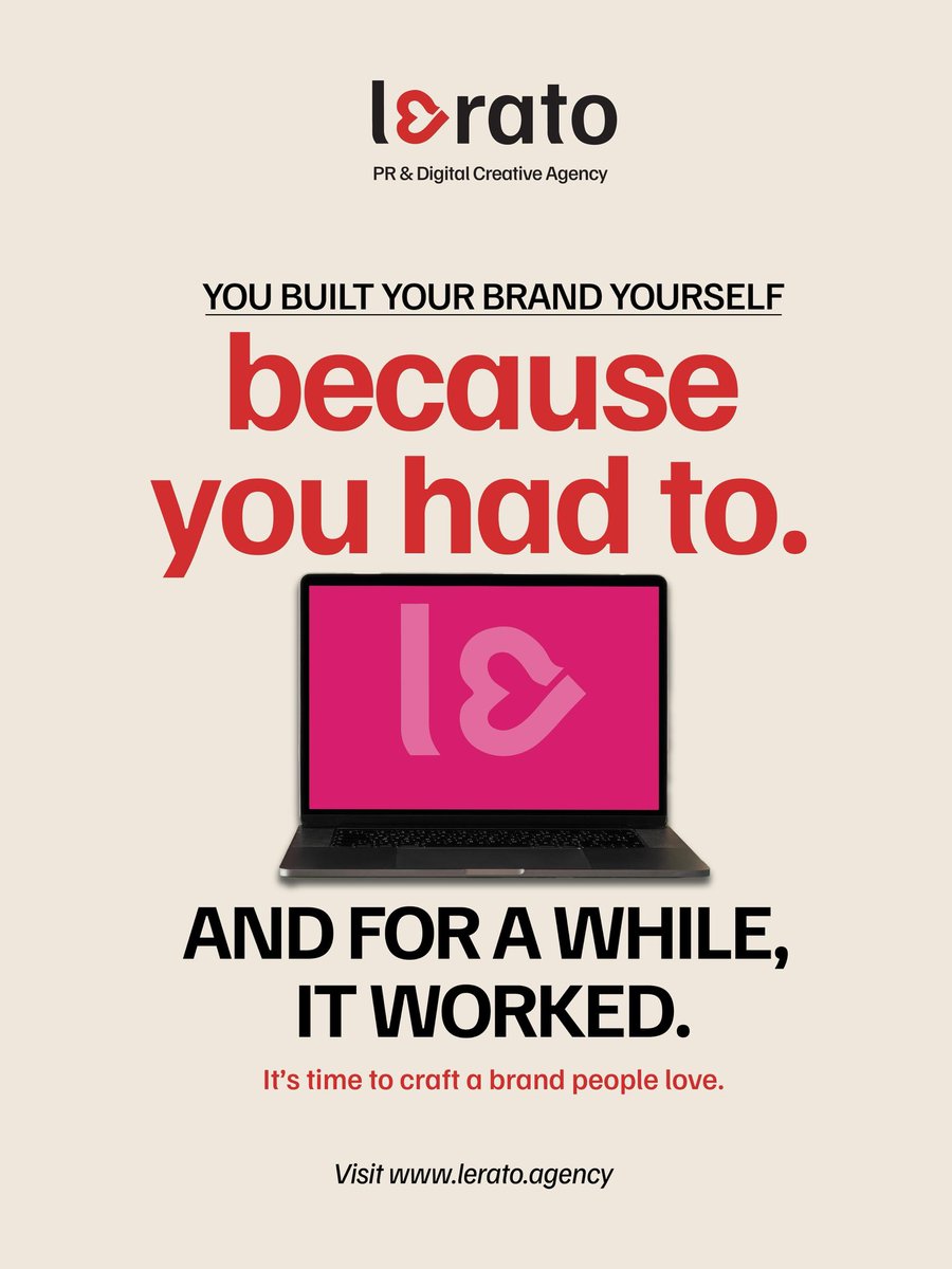 Every founder starts somewhere, building, testing and growing their brand on their own. But there comes a moment when a brand needs to evolve beyond DIY. That’s where Lerato Agency comes in. We craft brands that people love. ✨

#LeratoAgency #craftingbrandsthatpeoplelove