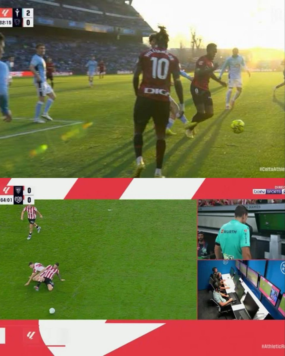 Elche x 2, Real Sociedad x 2 (sin contar Copa), Levante, Sevilla, Celta, Rayo. 

8 partidos (4 penaltitos + 3 rojas + gol anulado) en los que el Athletic ha salido beneficiado.

En contra, el partido en Mallorca (1 mano) y Oviedo (1 penalti).

¿Dónde estaríais sin esos puntos?