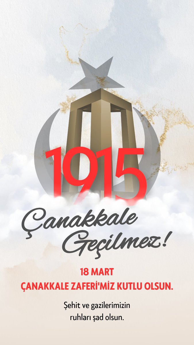 18 Mart…
Milletimizin imanla yazdığı destanın adı: Çanakkale Zaferi 🇹🇷
Vatan uğruna can veren aziz şehitlerimizi rahmet, minnet ve hürmetle anıyoruz.
#18MartÇanakkaleZaferi #ÇanakkaleGeçilmez