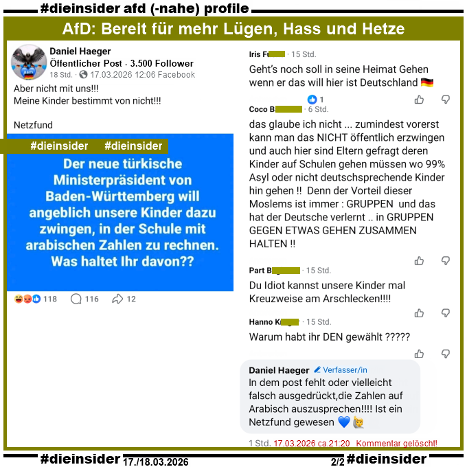 Die_Insider's tweet image. Was soll man sagen! #AfDer wie immer mit Hass, Hetze, Lügen und Nichtwissen! #AfDVerbot #BildungHilft
 
#LautGegenNazis #NiemalsAfD 
#ltwbw2026 @cem_oezdemir  @Der_Postillon 
#Antifaschismus #GemeinsamGegenHass #DieInsider