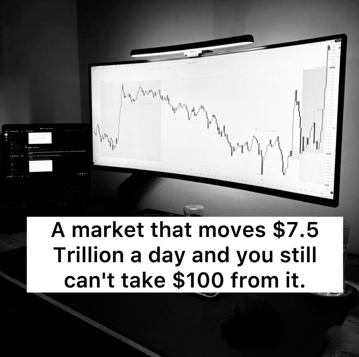 A market that moves $7.5 trillion daily… and you still can’t take $100 from it. 😂