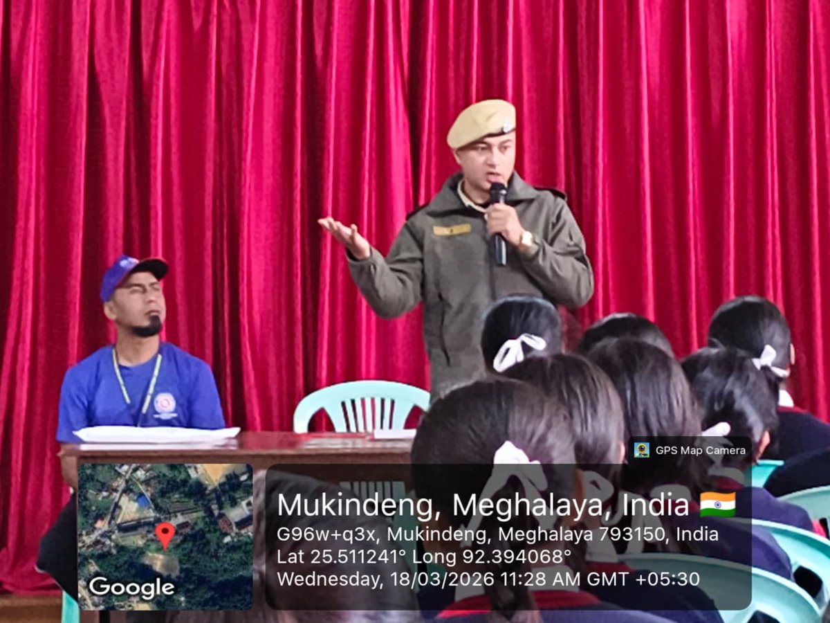 Cyber Awareness Drive by WJHD Police at St. Francis Secondary School, Madankynsaw (18 Mar 2026), with NSS Unit, Shangpung College UBSI J.K. Majaw highlighted rising cyber scams targeting students via fake links &amp; social media traps.
 <a href="/MeghalayaPolice/">Meghalaya Police</a>