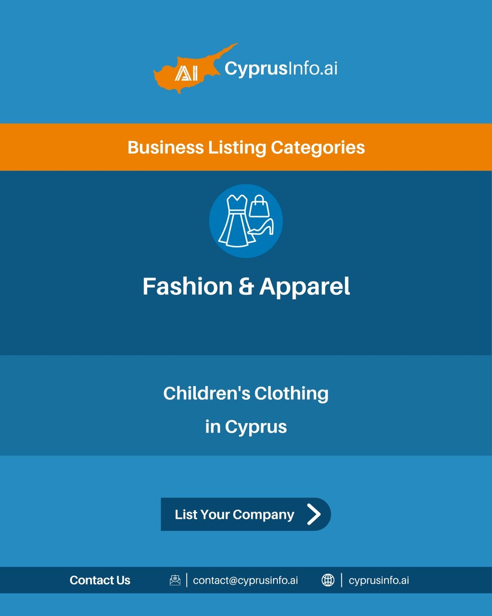 CyprusInfo_ai's tweet photo. Cyprus Children's Clothing businesses! 🧸 List your brand in our 'Fashion &amp; Apparel' > 'Children's Clothing' category on https://t.co/41en8QNIuD. Reach more customers!

List your company: https://t.co/49oN8U5NNq
#cyprus #cyprusinfo https://t.co/7VA5zg4HDl