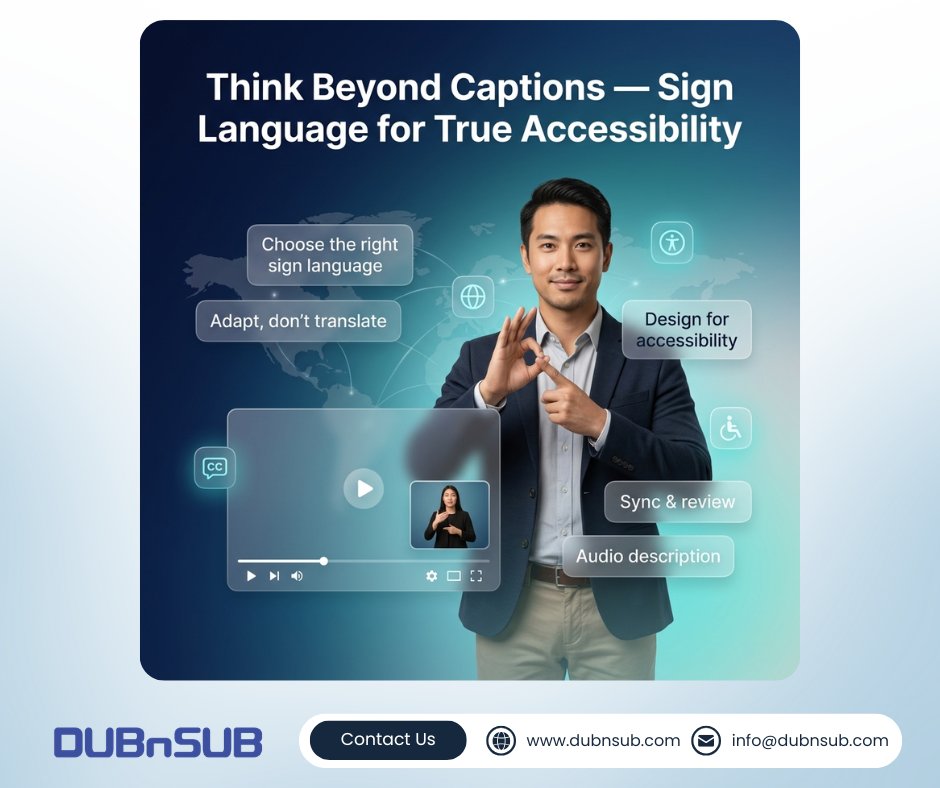 👋 Go beyond captions with DUBnSUB.
Professional sign language integration and precise localization for truly accessible video.

✅Website: dubnsub.com/?utm_source=so…
✅Learn more: dubnsub.com/how-to-localiz…

#VideoLocalization #Accessibility #SignLanguage #ASL #AudioDescription