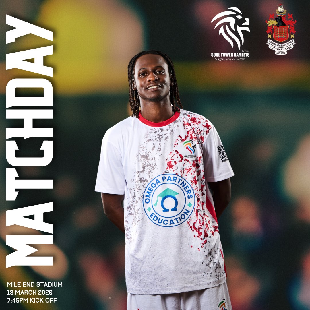 SoulTHFC's tweet image. MATCHDAY 🔥

Under the lights at Mile End Stadium tonight! 

🆚 @OfficialHarwich 
🕢 7:45PM Kick-Off  
🏟️ Mile End Stadium

Let’s make it count, your support makes the difference! 🔴⚪️  

#STHFC #UpTheTower #ComeOnYouTower #Matchday #NonLeagueFootball #SupportLocal