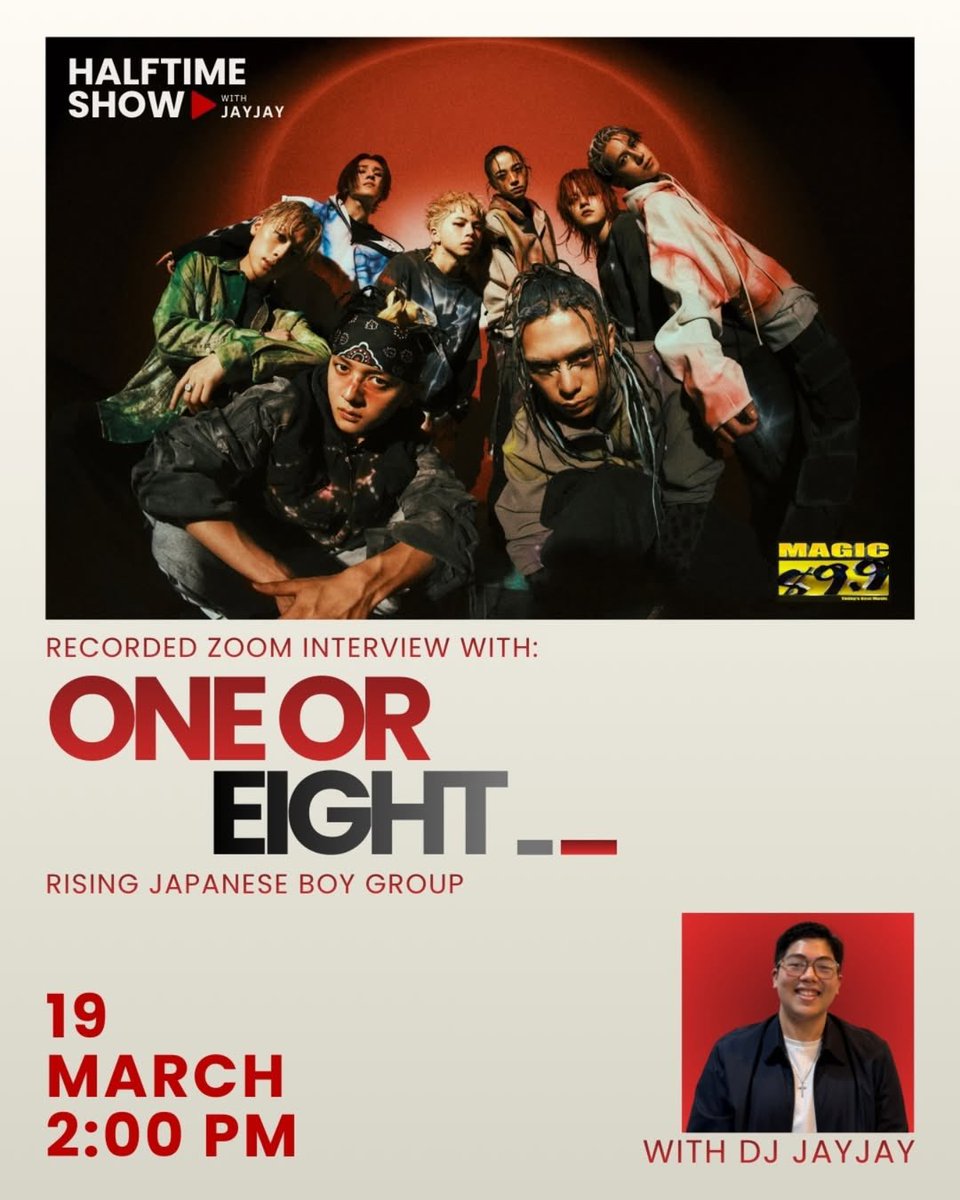 1or8_1derz_jp's tweet image. _ 📻

明日（3/19）15:00〜（JST）より
🇵🇭ラジオ『#Magic899』（@Magic899）に
#ONEOREIGHT がゲスト出演します✨

🗓️
2026年3月19日（木）15:00〜（JST）

各リンク
▶ ︎magic899.com
▶︎ twitch.tv/magic899tv
▶︎ instagram.com/magic899
▶︎ tiktok.com/@magic89.9

#GATHER