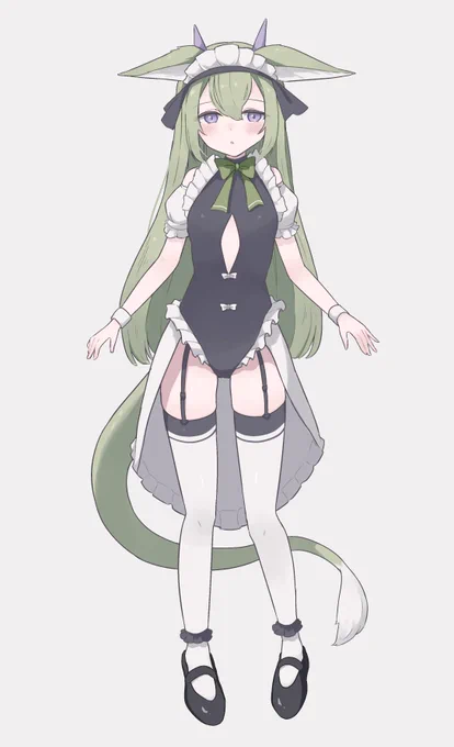 OCメイド竜ちゃん ケモっ子なお耳と、ふさふさのついた尻尾の子です