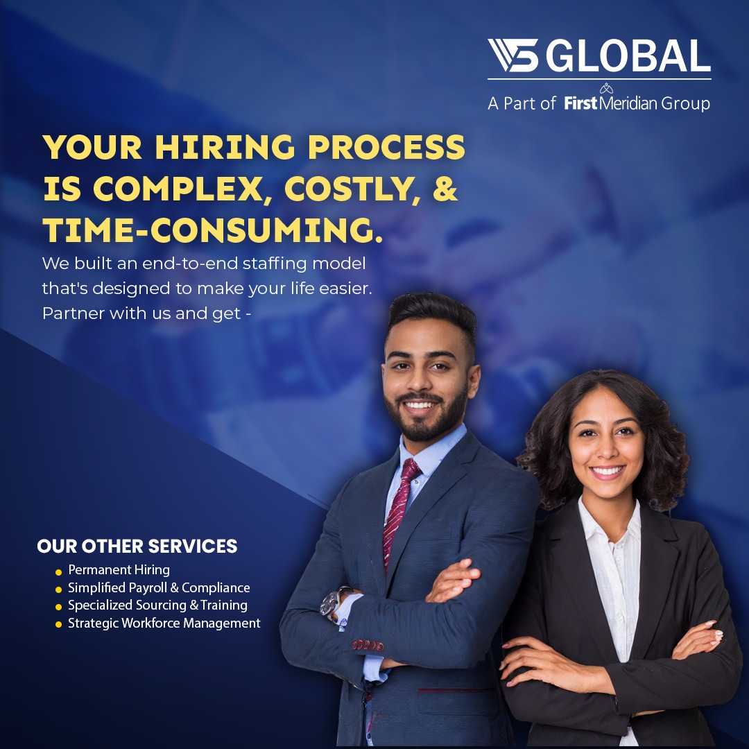 We offer a truly unified approach. From contract staffing and project-based roles to strategic permanent hiring and our unique Hire-Train-Deploy model, we provide a single, expert solution for your entire workforce.
Contact us to learn more! v5global.com