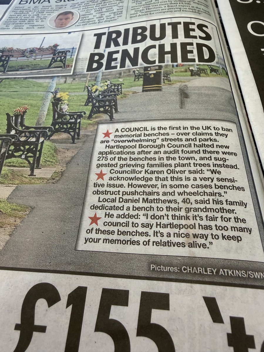 _Will3Man's tweet photo. Shame on you Hartlepool Borough Council. I always look to see whose bench I’m sitting on. I’m actually displeased when there isn’t a name. A view enjoyed by Margaret can be enjoyed by me too. #hartlepool #hartlepoolboroughcouncil https://t.co/jwrLhUJjUG