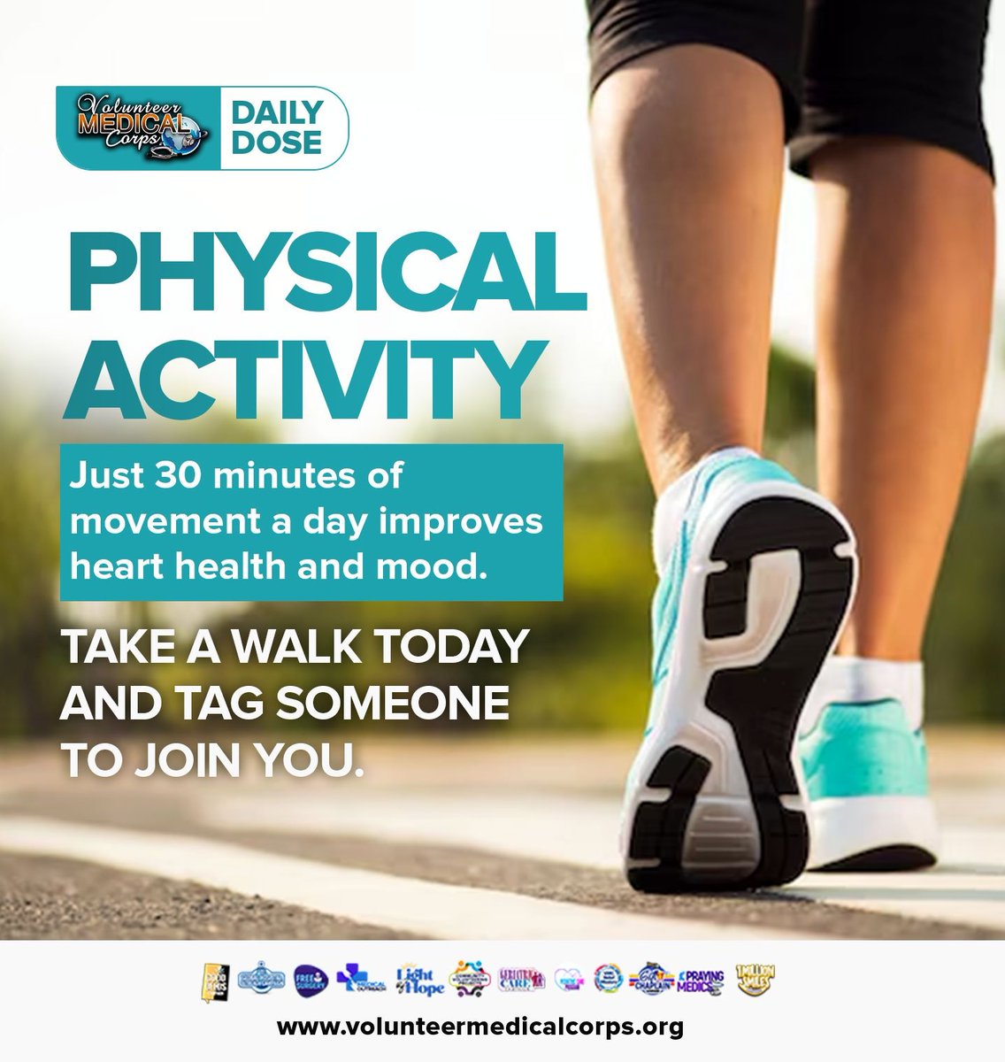 vmedcorps's tweet photo. Walking is a simple and effective way to stay active. It boosts heart health, improves mood, and supports overall well-being.

To join the Volunteer Medical Corps; visit
https://t.co/eGpV4Y3Bro or send a message

#vmcorps
#healthyliving 
#savingliveseveryday
#medicalmissions https://t.co/lqwXrqnJKm