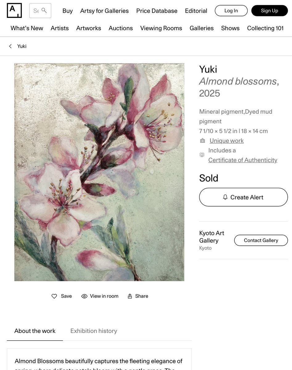 yuki02652113623's tweet photo. Almond blossoms,2025
Kyoto Art Galleryの京都本社ギャラリーで���覧いただきましたメリーランド🇺🇸のコレクターの方ににご購入いただきました✨
ありがとうございます😊
Thank you so much !!
The almond blossoms in our home garden are in full bloom right now🌸

#artsy  #casie #yuki #銀箔 https://t.co/e3J0MvExsU