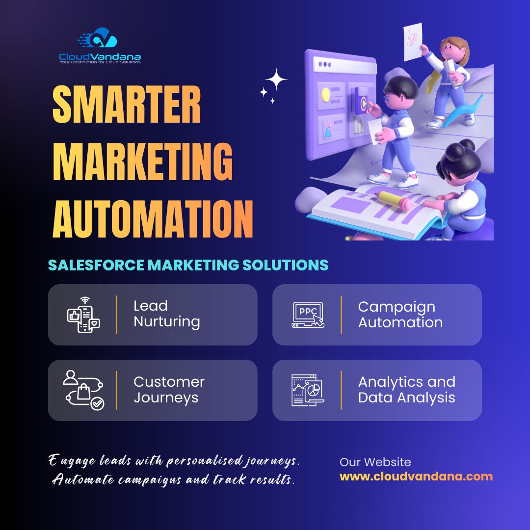 Scattered marketing kills conversions.
Leads from everywhere. Manual follow-ups. No clear ROI.
With Salesforce Marketing Automation, streamline journeys, automate campaigns, and track performance in real time.
Smarter campaigns. Better engagement. Higher conversions.

#Salesforce