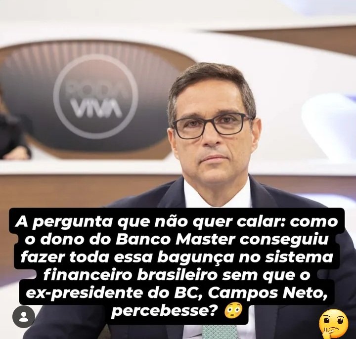 LigianePestana's tweet photo. Por que a grande mídia protege Campos Neto no caso BOLSOMASTER ?? https://t.co/raIXgj36uW
