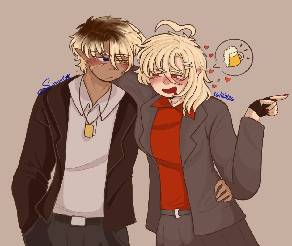 I forgot to post this thing

my oc as Takeshi and my best friend's as Emi, so silly, so idiots

#blooddebt