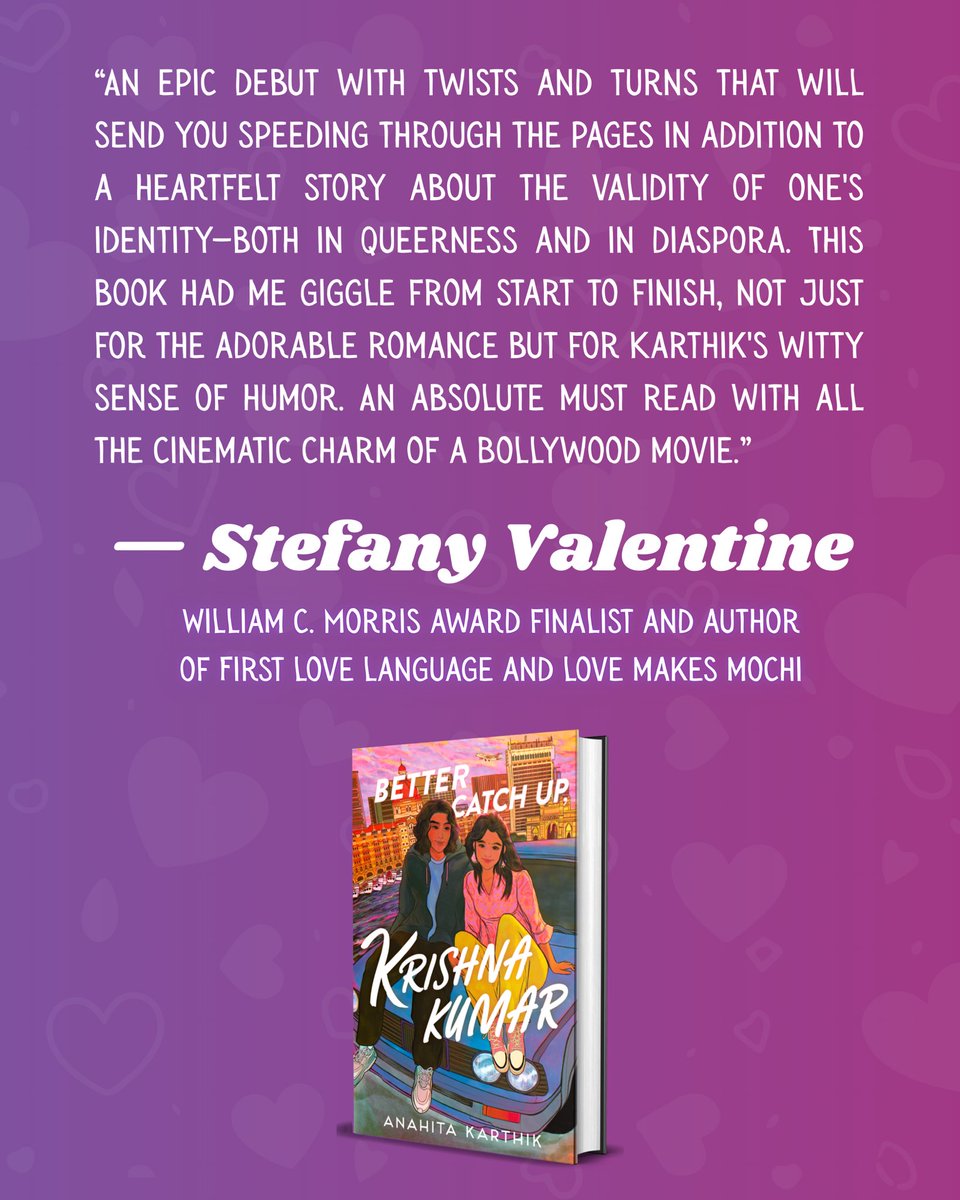 ana_scribe's tweet photo. It’s been about a week since my book came out worldwide, and I’m honoured to reveal my ninth blurb for BETTER CATCH UP, KRISHNA KUMAR by none other than William C. Morris award finalist Stefany Valentine ☀️ She is one of my favourite authors, so this is a huge deal for me 😭🩷 https://t.co/Fk4hrGqsa5