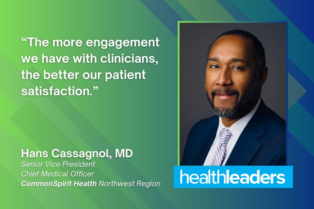 HealthLeaders's tweet image. According to Hans Cassagnol, SVP and #CMO of the @commonspirit Health Northwest Region, there is a strong link between #physician and frontline #ClinicianEngagement and organizational performance: healthleadersmedia.com/cmo/boosting-c…