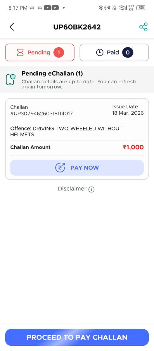 vishalksmz's tweet photo. @InsideAzamgarh @Uppolice @azamgarhpolice @dbabuadvocate @khuchrep Challan👇 https://t.co/i3caAUku1g