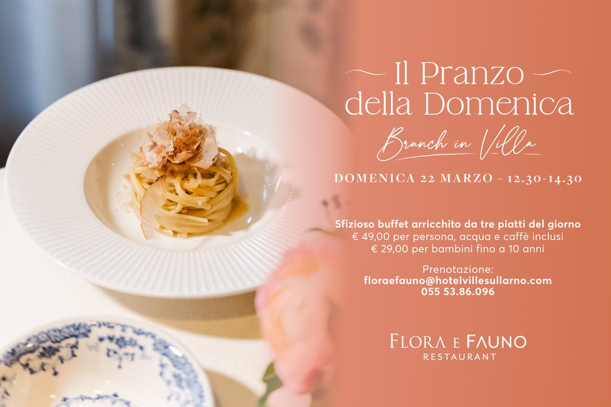 MrFirenzeSpett's tweet photo. 🍝 Il Pranzo della Domenica a Ville sull'Arno
🗓 Domenica 22 marzo al ristorante Flora &amp; Fauno. SCOPRI ➡ https://t.co/u70lxdymuS https://t.co/l57tNVt2Da