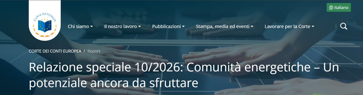 Edison4Gov's tweet image. #eTransition
Relazione speciale 10/2026: Comunità energetiche | European Court of Auditors
Tra gennaio e giugno 2025 #CER⬆️del 75% in Italia, grazie a misure di sostegno, regole operative più chiare e un quadro abilitante in progressivo consolidamento
🔗shorturl.at/ycqvz