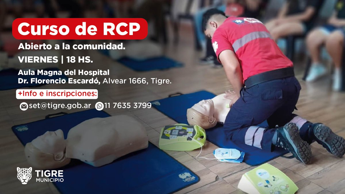 Salud_Tigre's tweet image. Los y las invitamos a sumarse al curso de Reanimación Cardiopulmonar #RCP, en el Aula Magna del Hospital Materno Infantil "Dr. Florencio Escardó" de Tigre, los días viernes a las 18 hs.

Para informes e inscripción:
📧: set@tigre.gob.ar
📲: 11 7635-3799

#TigreCuidaTuCorazón 🙌❤️
