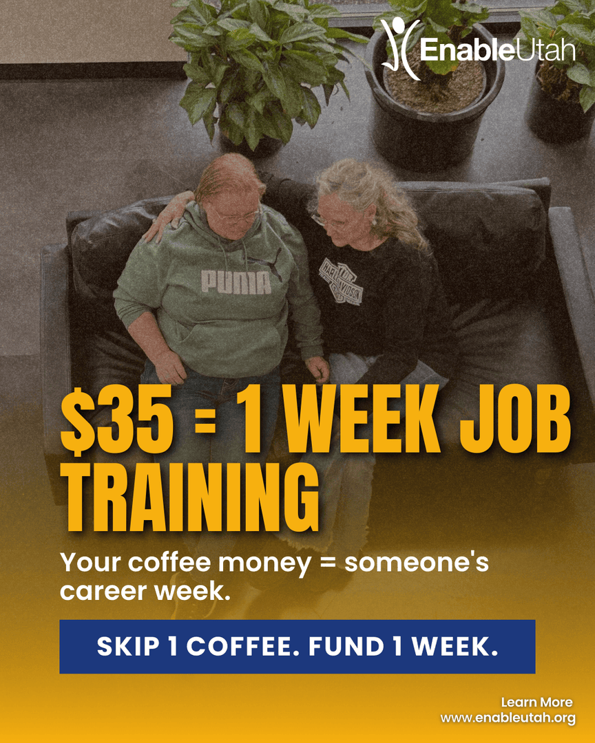 EnableUtah's tweet photo. Skip one coffee = one person's career week.
That's simple. That's powerful.

Donate $35 now. Change a week forever.

#35dollarchallenge #enableutahimpact #coffeeforcareers #employment #training #skills #support #utah #enableutah https://t.co/EanSAeLNDh