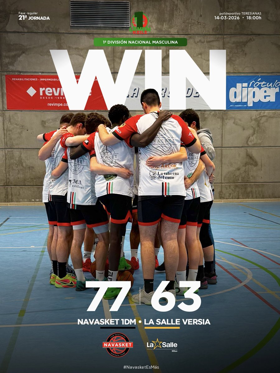 Navasket's tweet photo. ✅ #1aMASC 📝 GAME-RECAP (j.21):
𝐂𝐨𝐫𝐚𝐥 𝐭𝐫𝐚𝐛𝐚𝐣𝐨 𝐝𝐞 𝐍𝐚𝐯𝐚𝐬𝐤𝐞𝐭 𝐞𝐧 𝐥𝐚 𝐝𝐞́𝐜𝐢𝐦𝐚 𝐯𝐢𝐜𝐭𝐨𝐫𝐢𝐚
7️⃣7️⃣ Navasket 1DM.
6️⃣3️⃣ La Salle Versia.

¡¡Enhorabuena chicos!! 💪🏀

👉: https://t.co/uaGhcQ4jtf

#ResultadosNVT #NavasketEsMás #NVT https://t.co/2wUF8rb1PI