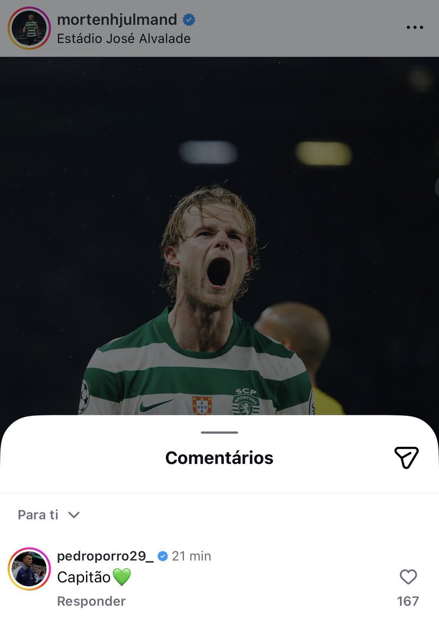 Este gajo ficou 2 anos e meio no Sporting. Nunca jogou com Hjulmand. Mas chama-o de capitão.

Podes sair do Sporting, mas o Sporting não sai de ti. 💚

Saudades do caralho, Porrito! 🇪🇦💚