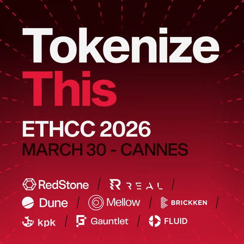 Brickken's tweet photo. The infrastructure is set for Cannes

We are stepping in as official sponsors for 'Tokenize This', teaming up with @redstone_defi , @Dune ,@RealFinOfficial , @mellowprotocol , @gauntlet_xyz , @0xfluid & @kpk_io to bring the RWA conversation to @EthCC .

While the industry talks about the future of on-chain assets, we are focused on execution.

🎙 Our CEO, @Edwin_Mata, will take the stage to speak directly on the mechanics and realities of RWA Tokenization.

📅 March 30

If you have secured your spot, make sure to catch his session and connect with the Brickken team on the floor.

Let’s connect. Drop us a DM to lock in a time.
