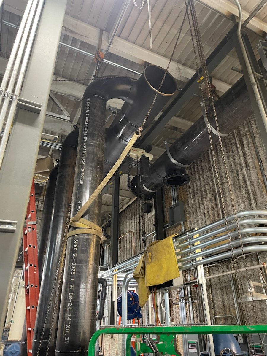 Installing some piping that will be connected to a chiller!