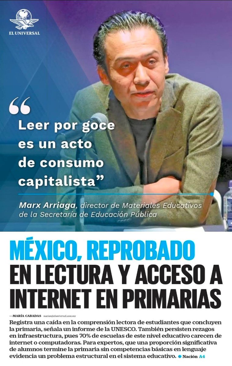 Cancelaron la reforma educativa

Cambiaron los libros

Descalificaron la prueba PISA

Y ahora eliminan el examen de COMIPEMS

Golpe tras golpe de la 4T a la educación… y el costo lo están pagando millones de estudiantes

📷 <a href="/El_Universal_Mx/">El Universal</a>