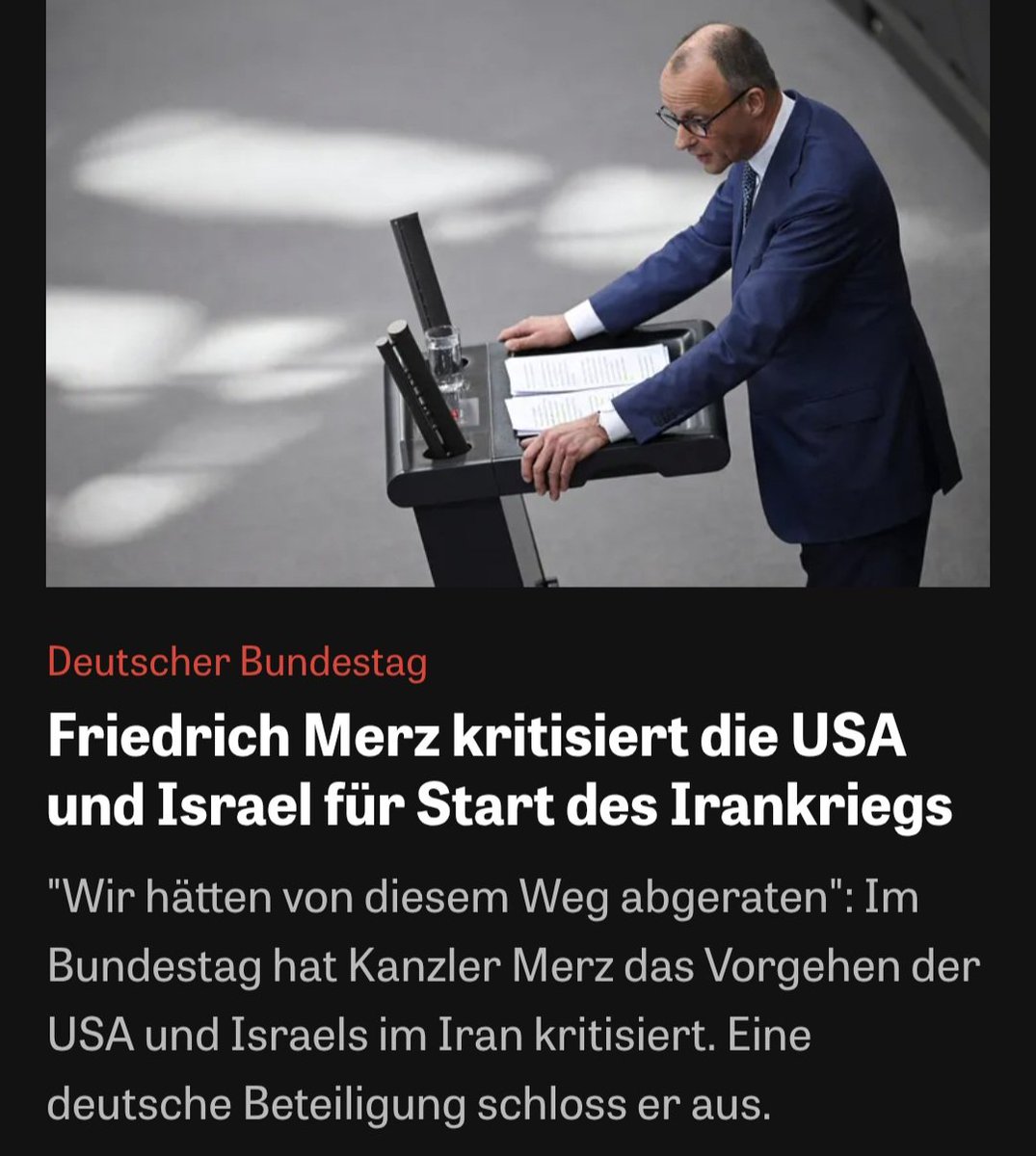 Ich habe dieses Geschwafel so ziemlich satt.
Wenn Merz sagt, dass der Krieg nicht zur Belastung für die transatlantische Beziehung werden soll, müsste er anders handeln.
Es geht doch nicht um die NATO, auch wenn die Partner vorwiegend aus NATO Staaten bestehen. Es geht darum,