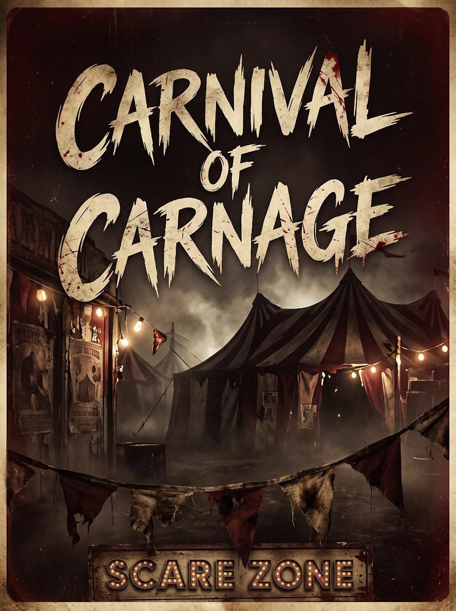 FearMasters's tweet photo. Carnival of Carnage Returns — Bigger, Bolder, Bloodier!
Fan-favourite scare zone gets a major glow-up for 2026. Expect stunning scenes, twisted set decor, and a brand-new entrance feature — all in true Yorkshire Scare Grounds style! https://t.co/dho9DdnBaE