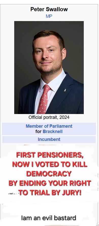 Bracknell, you know what to do!
Vote this bastard out and end his career!      27