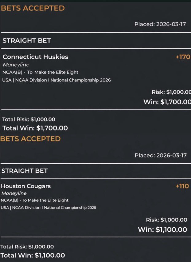 _MoneyManiacs_'s tweet photo. I Have 2 Bets That Are Being Overlooked By The Public Eye
- UConn To Make The Elite 8 @ +170
- Houston To Make The Elite 8 @ +110
Are You Riding With Us?
#ApPicks #Winible #MarchMadness #UconnHuskies #HoustonCougars https://t.co/nr1RarqhMw
