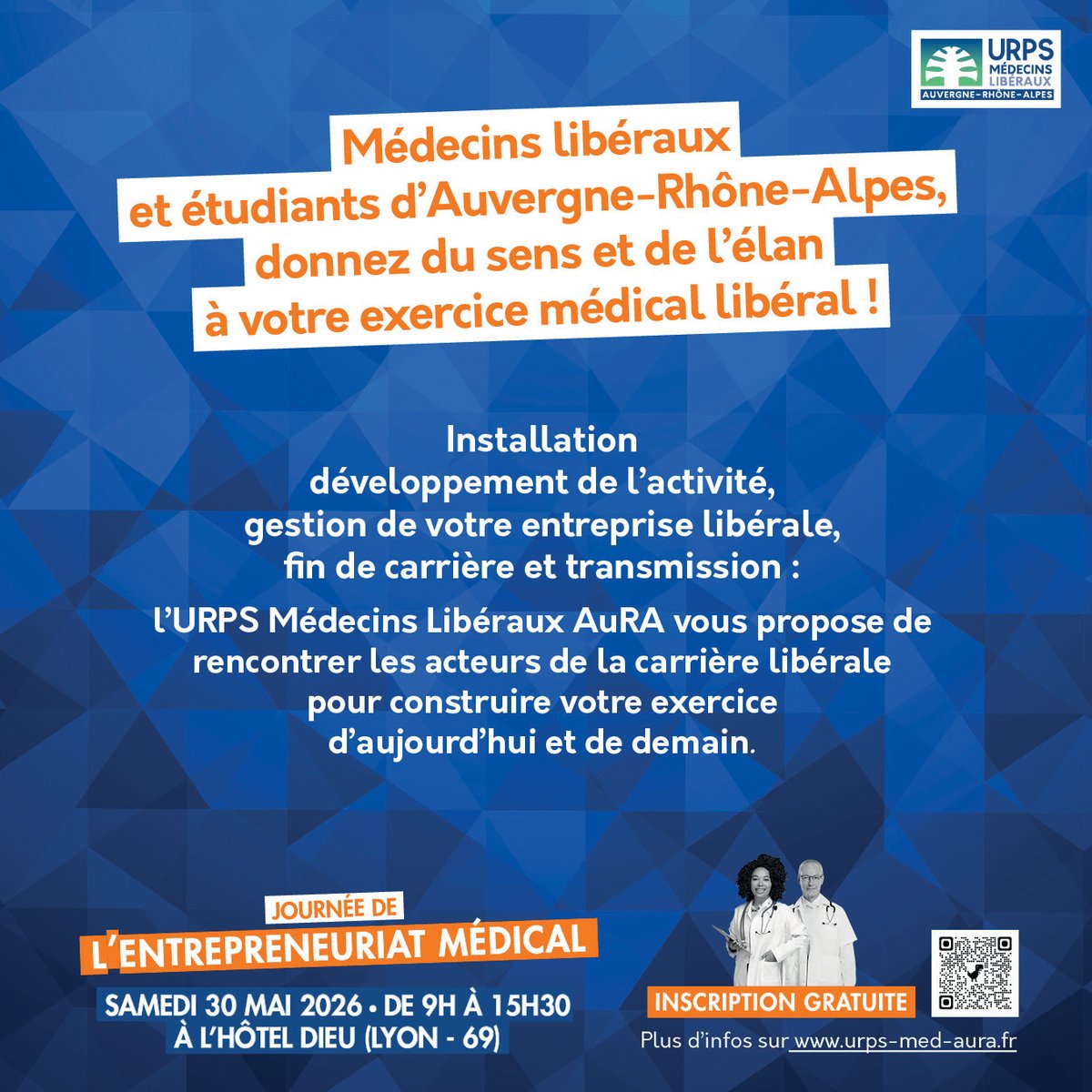 URPSMEDAuRA's tweet photo. Evénement 📣 Donner du sens et de l’élan à l'exercice médical #libéral, insuffler aux (futurs) #médecins le goût d'entreprendre, se rencontrer entre pairs et experts : l'URPS organise la 1ère Journée de l'Entrepreneuriat Médical ! 🧑‍⚕️RDV le 30 mai à Lyon ➡️ https://t.co/f1VnwcsJwZ https://t.co/6B9n0KkeiP
