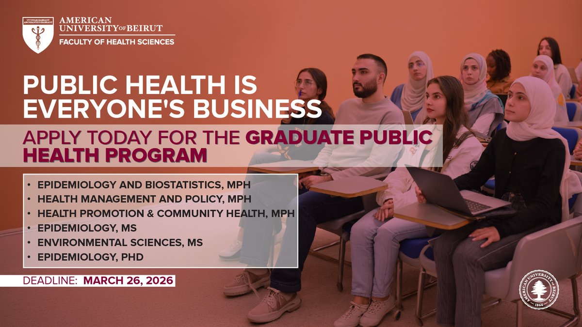 FHS_AUB's tweet photo. ☑️Launch your public health career with the FHS Master of Public Health (MPH) program, which provides three distinct yet interconnected concentrations to prepare you for a vital role in the public health ecosystem. https://t.co/Nh7lDauSwJ