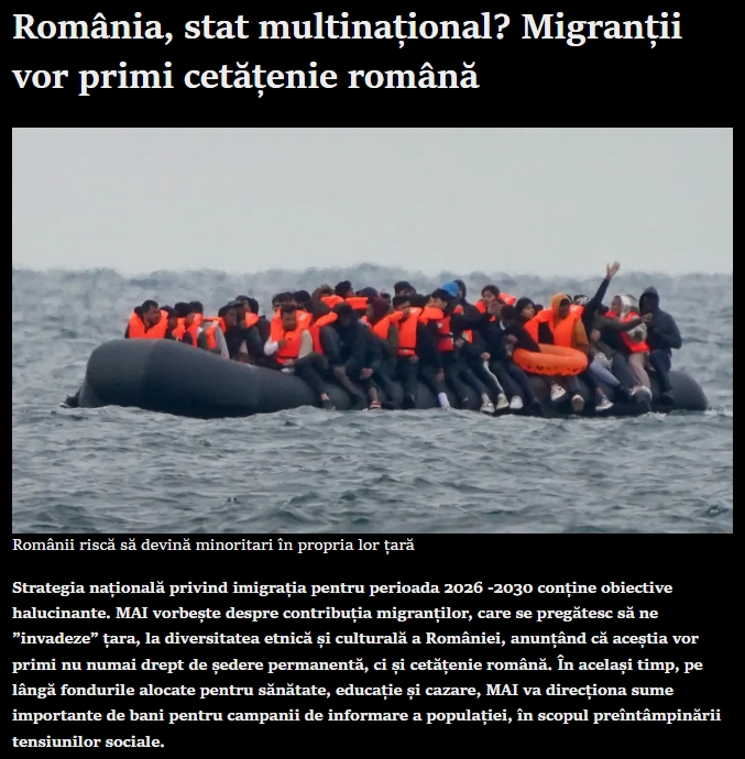 mariandidthis's tweet photo. #Romania #Migratie #Cetatenie #Statfail #USR #PSD #PNL #UDMR #StrategieNationala #Bolojan #NicusorDan #RomaniaTradata #Invazie #UE
📢 În România anului 2026, statul pare să fi decis că e mai bine să fii imigrant decât cetățean român născut aici.
Cetățean român: plătești taxe aberabile, CAS, CASS, impozit pe venit, contribuții la un sistem de pensii care o să-ți dea 1.200 lei pe lună la 70 de ani (dacă mai trăiești), te înghesui la cozi la spital, aștepți 6 luni pentru un RMN decontat, dai șpagă la medic ca să te vadă, statul îți taie electricitatea/gazul dacă nu plătești la timp, inflația îți mănâncă salariul, tinerii pleacă cu miile, școlile se desființează, satele mor, infrastructura e la nivelul anului 1990.
Imigrant (după Strategia Națională de Imigrație 2026-2030 și modificările la legea cetățeniei): primește integrare finanțată din banii noștri - cursuri gratuite de română, orientare culturală, sprijin pentru ședere permanentă și apoi cetățenie română mai rapid dacă demonstrează "eforturi deosebite de integrare" (Legea 14/2025 reduce termenul de la 8 ani la 5 ani pentru refugiați/integratori activi). Statul zice că aduc "diversitate etnică și culturală care creează reziliență și inovație social", că suplimentează forța de muncă și fac societatea mai adaptabilă. Deci noi, românii, suntem irezilienți și neinovați, dar ei vin să ne salveze.
Rezultat? Unui român care s-a născut aici, muncește 40 de ani și plătește miliarde la buget i se spune "te descurci singur, noroc". Unui migrant care ajunge aici i se dă pachet de integrare, drum pavat spre cetățenie și discurs oficial că e "benefic macroeconomic".
Felicitări, România! Am ajuns să fim stat multinațional în care propriii cetățeni sunt tratați ca cetățeni de rangul doi, iar nou-veniții primesc red carpet spre pașaportul românesc. Poate data viitoare când ne plângem de sărăcie și corupție să ne întrebe cineva: "dar de ce nu te-ai născut migrant?"👇