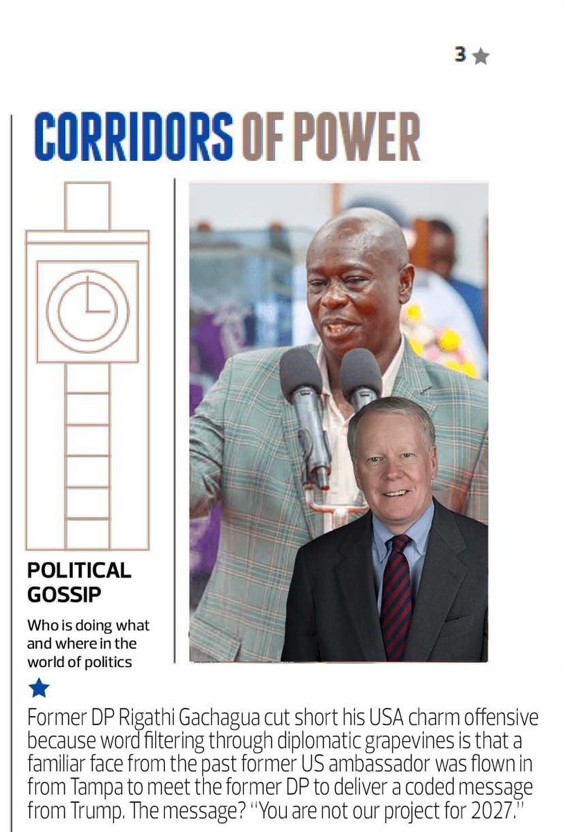He is the answer to a question no one is asking, the solution to a problem that doesn't exist, the leader of a movement that has no followers.
#MakendeMoja
DCP Sold
Rigathi Citi Hoppa
Malala at Statehouse