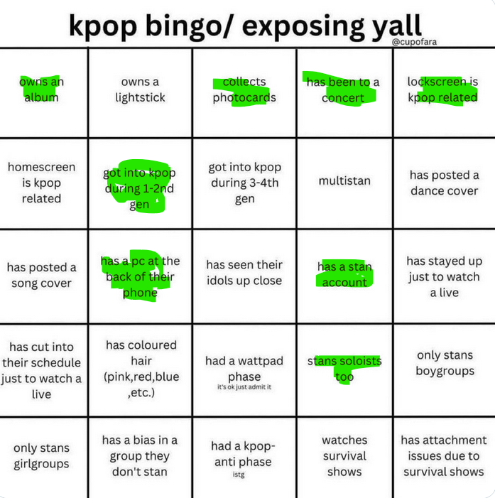 Is being at the back of the venue considered up close? 😭 either way no bingo