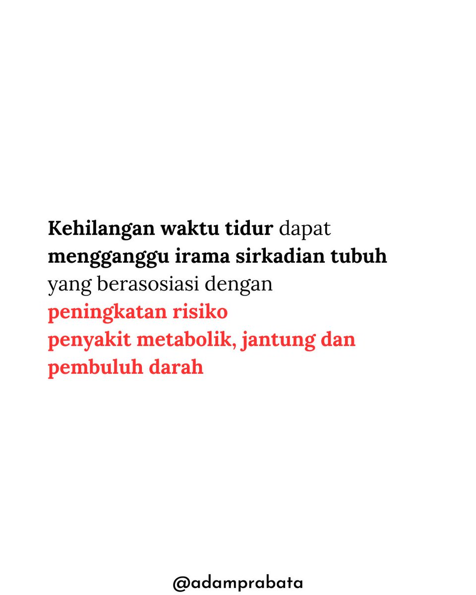 KEHILANGAN 1 JAM TIDUR membutuhkan hingga 4 HARI untuk pemulihan

Kalian pernah gak ngerasa “ah cuma kurang tidur 1 jam, santai lah”?

Ternyata penelitian menyebutkan efeknya gak sesantai itu!

Ini semacam tamparan gue pribadi juga sih saat menjalani kehidupan sebagai PPDS ini.