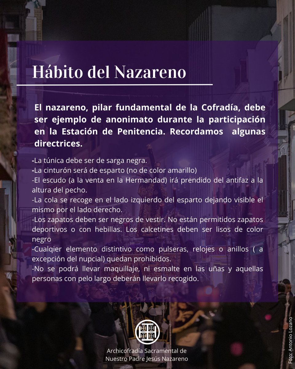 jesusdealcala's tweet photo. 𝐍𝐨𝐫𝐦𝐚𝐬 𝐩𝐚𝐫𝐚 𝐥𝐚 𝐄𝐬𝐭𝐚𝐜𝐢𝐨́𝐧 𝐝𝐞 𝐏𝐞𝐧𝐢𝐭𝐞𝐧𝐜𝐢𝐚 // Compartimos, para conocimiento general de todo el cuerpo de nazarenos, las principales normas y directrices a seguir durante la próxima Estación de Penitencia al Monte Calvario.

#jesúsdealcalá https://t.co/ujOfRuoxPY