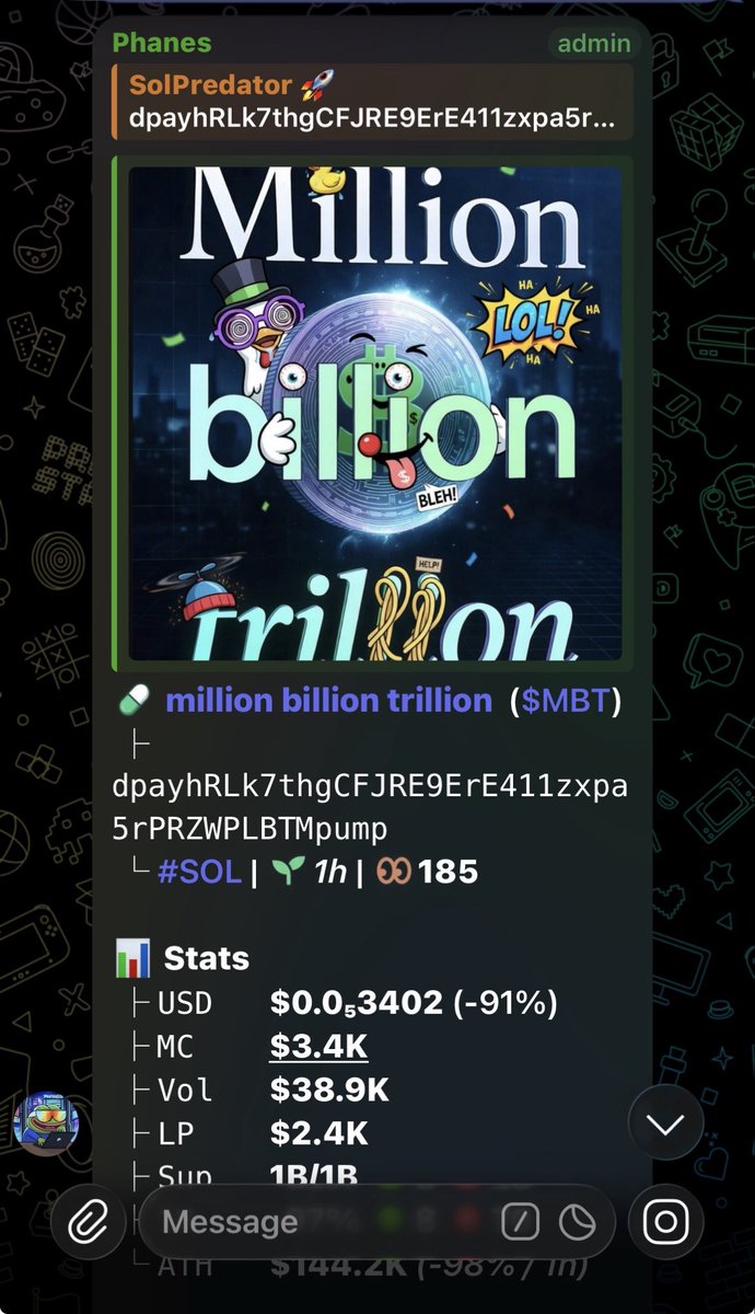 SolPredator01's tweet photo. Watch your entry on $MBT
Gamble wisely 
Ca; dpayhRLk7thgCFJRE9ErE411zxpa5rPRZWPLBTMpump https://t.co/8TJjpqq4Me