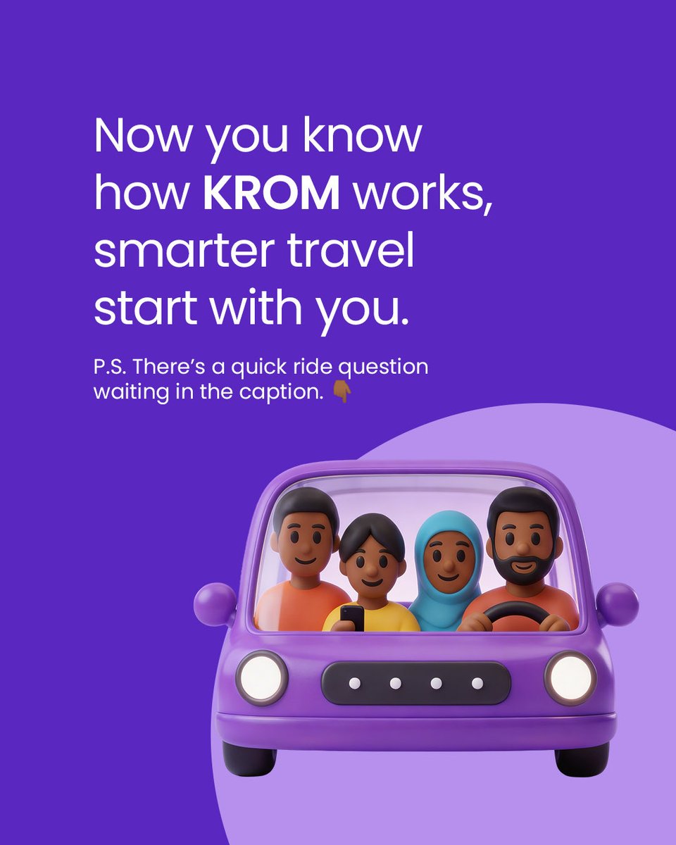 ridekrom's tweet image. Got questions about KROM? We’ve got answers. 🚗💜

KROM makes shared travel simpler, smarter, and more flexible by connecting people already going the same way. From how to book a ride to what makes the platform different, this post breaks it down for you.

#ghana #carpool