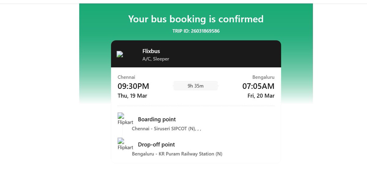 saxisam's tweet photo. @flipkartsupport Booked a bus ticket, got an instant “booking failed” email, so I booked again. Now I’m told both bookings went through. This duplicate happened due to your error—why should I pay cancellation charges? Please refund Rs. 429. https://t.co/VLzT0asomC