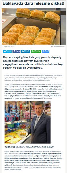 seyidogluhelva's tweet photo. Bayram baklavası alırken dara hilesine dikkat!

Bayram Baklavasında 3 Dilimi Daraya Kaptırmayın

Bayram ziyaretlerinin vazgeçilmez tatlısı haline gelen baklavayı alırken tartıda kutu darasını ayrıca tarttırmayı ihmal etmeyin. Ticaret Bakanlığı'nın yayınladığı yönetmelik gereği baklavanın tartılmadan önce kutu ağırlığının ücretten düşülmesi zorunlu. Yapılan sıkı denetimlere rağmen bazı işletmelerin bayram öncesi fırsatçılık yaptığına dikkat çeken Seyidoğlu Gıda Genel Müdürü Mehmet Göksu, ‘’1 kilo baklavada kutu ağırlığı 120-200 gram arası tutuyor. Bu da kilosu 1500-2500 tl arası olan 1 kilo baklavada ortalama 200 tl tüketicinin kaybı anlamına geliyor. Tüketici bilinçli davranmazsa 1 kilo baklavada 3 dilim dara kaybına uğruyor. 7-8 kilo baklavada ise 1 kilo dara hilesine kurban gidiyor. Tüketici yasal hakkını kullanarak satıcının darayı fiyattan düşmesini talep etmeli ve yasaya uymayan işletmeleri şikayet etmeli’’ diye konuştu.

Bayrama sayılı günler kala çarşı pazarda alışveriş heyecanı başladı.